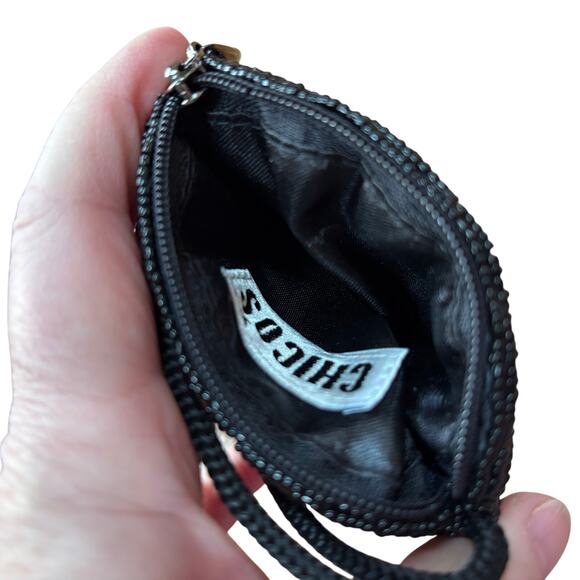 Chico’s beaded coin purse Asian Fan motif multi color seed beads zips closed - Picture 5 of 7